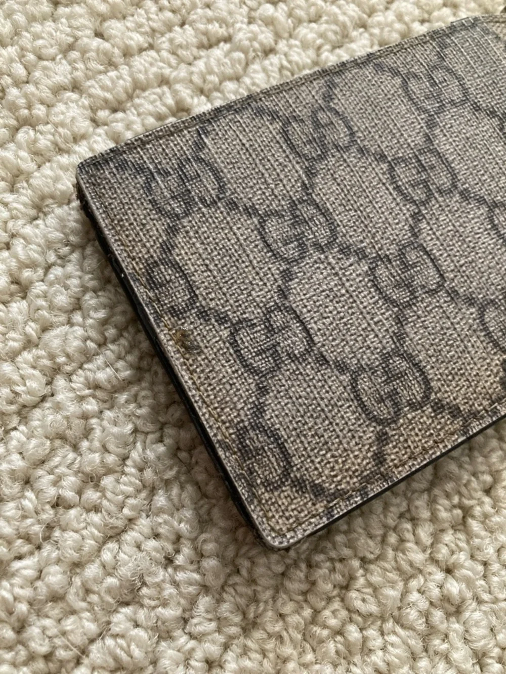 Vintage Gucci GG Monogram Bifold Wallet Money Clip Pre-2000 Brown Canvas Leather